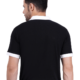 Model Ramil wearing the subtle Black Polo T shirt and back photo