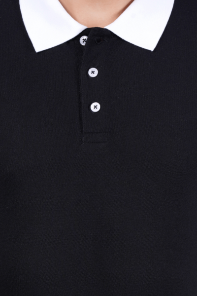 zoomed in fabric photo of Black Polo T shirt